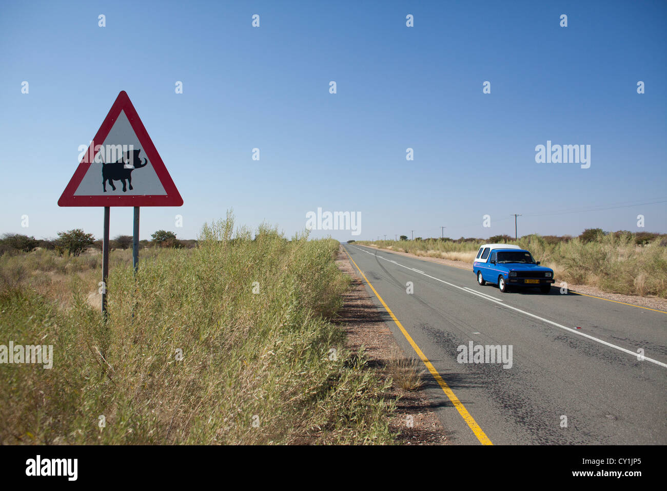 La route au nord de Windhoek, Namibie Banque D'Images