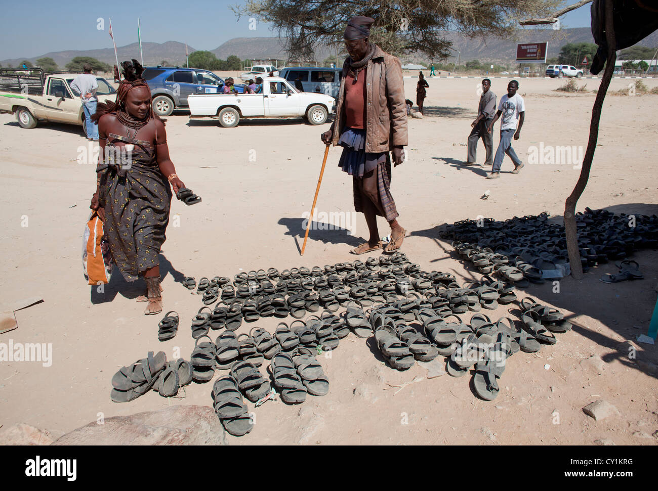 Chaussures fabriqués à partir de pneus, la Namibie Banque D'Images