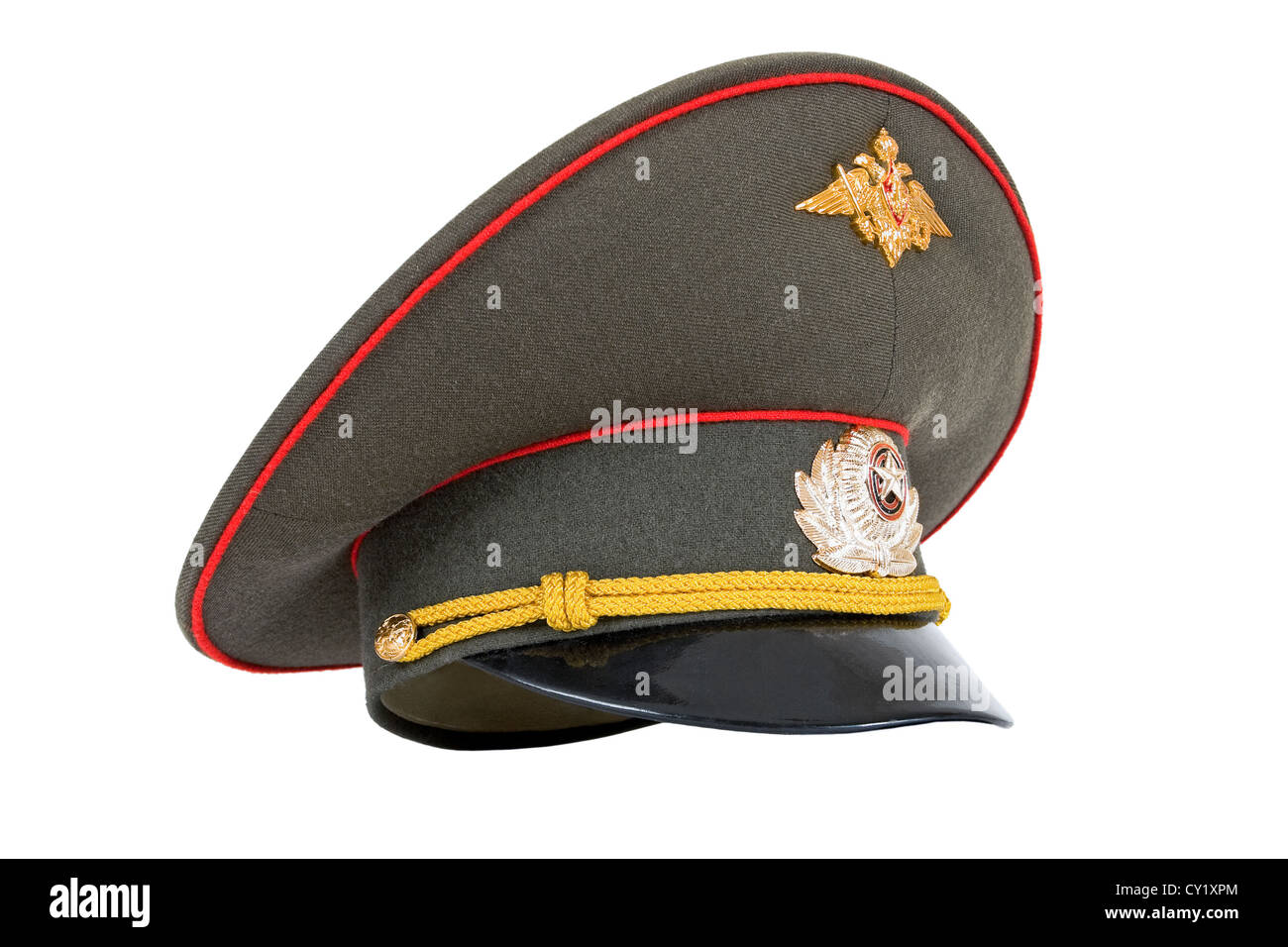 Officier de l'armée russe Cap isolé sur fond blanc Banque D'Images