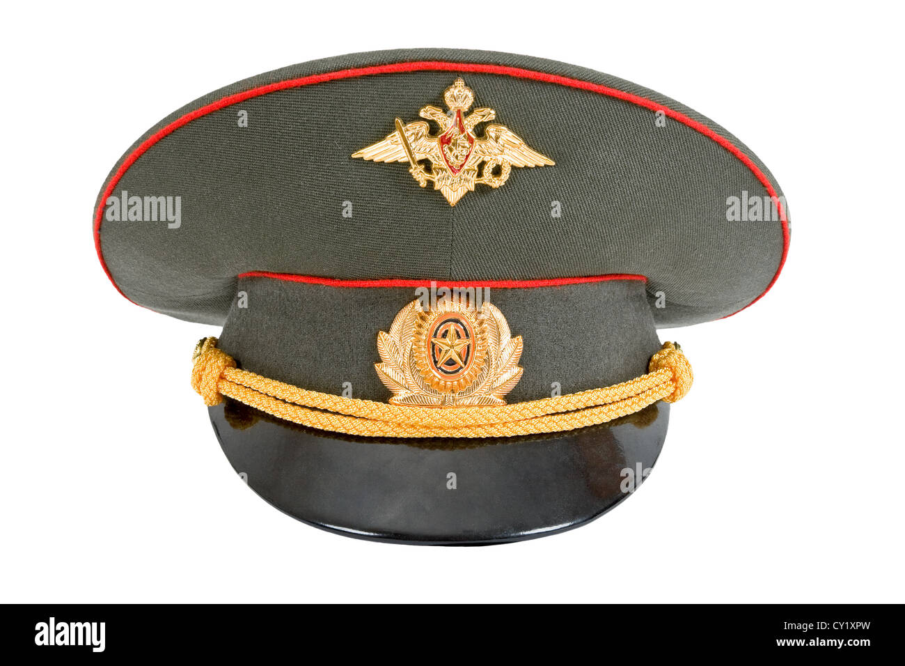Officier de l'armée russe Cap isolé sur fond blanc Banque D'Images