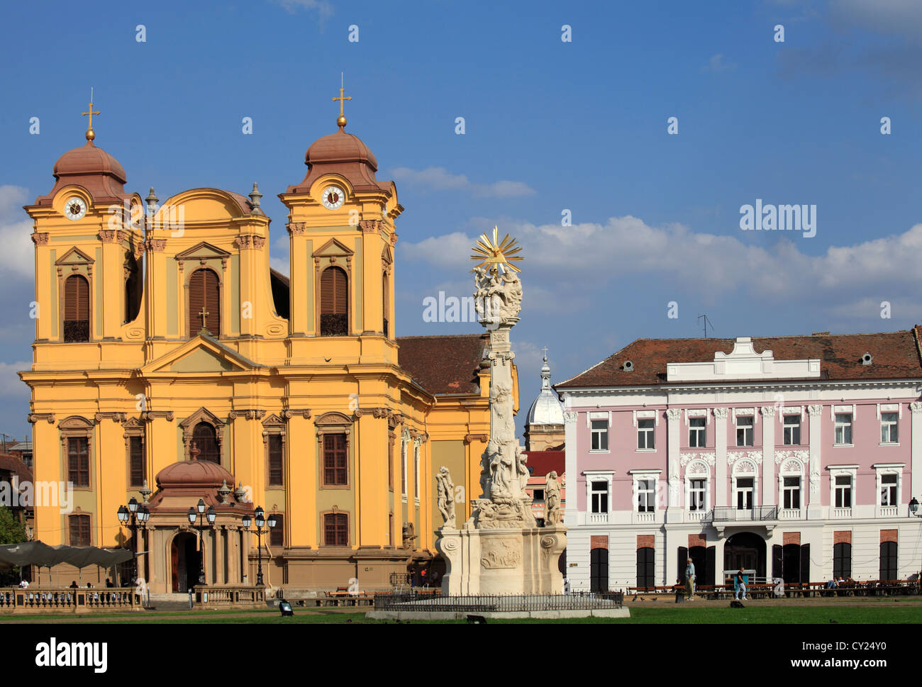 Roumanie, Timisoara, Piata Unirii, cathédrale catholique romaine, la colonne de la Trinité, Banque D'Images