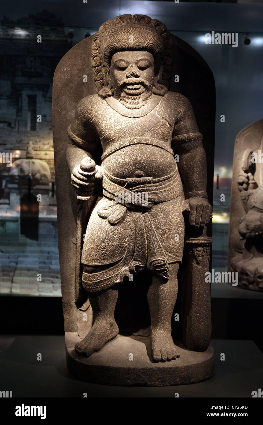 Sculpture hindoue,Doorkeeper Mahakala,Shiva,13 ème siècle,Java,andesite.restitution à l'indonésie le 10 juillet 2023 Banque D'Images