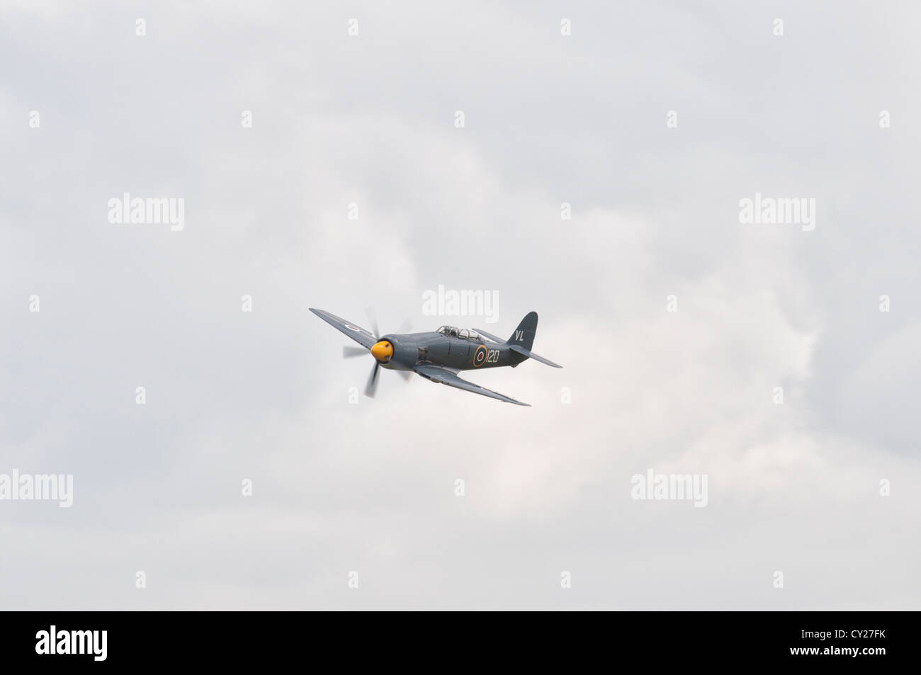 Un avion de la marine britannique Hawker Sea Fury s'affiche en 2012 Royal International Air Tattoo RAF Fairford, Angleterre. Banque D'Images