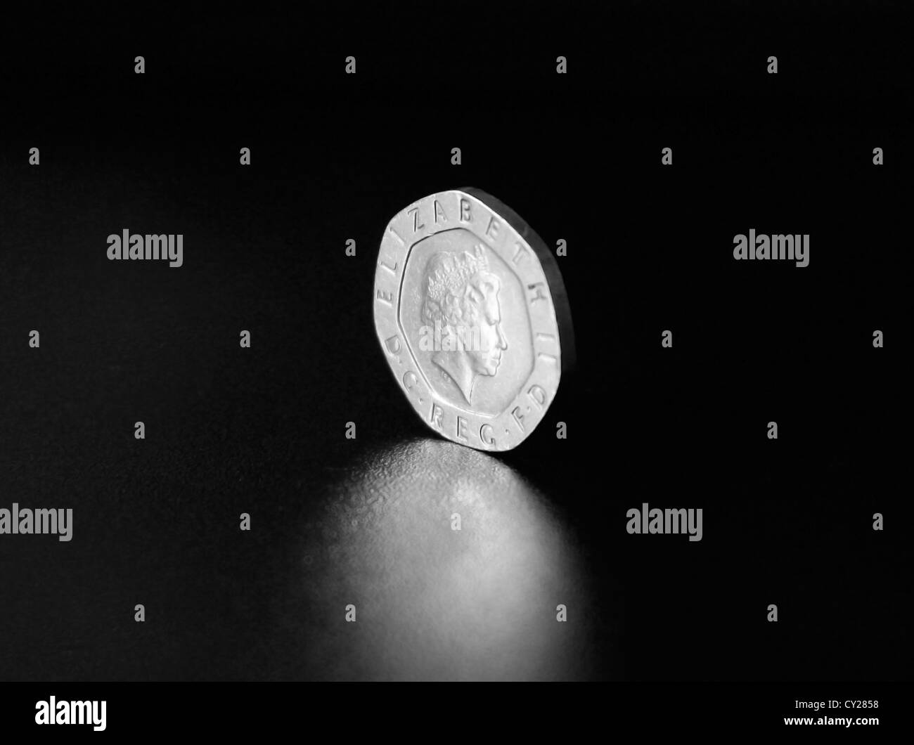 Vingt Pence Coins du Royaume-Uni Banque D'Images