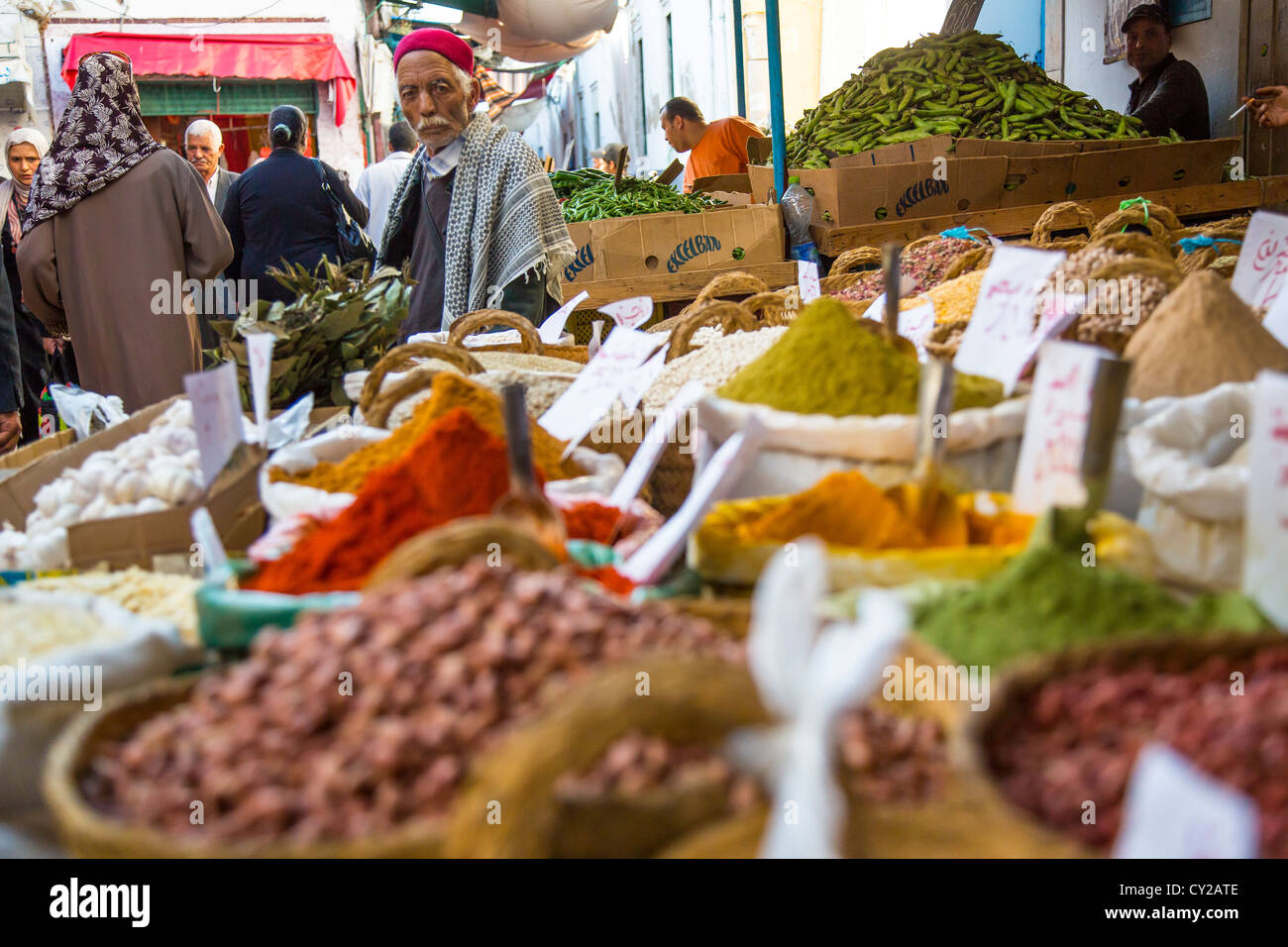 Les épices dans la médina, Tunis, Tunisie Banque D'Images