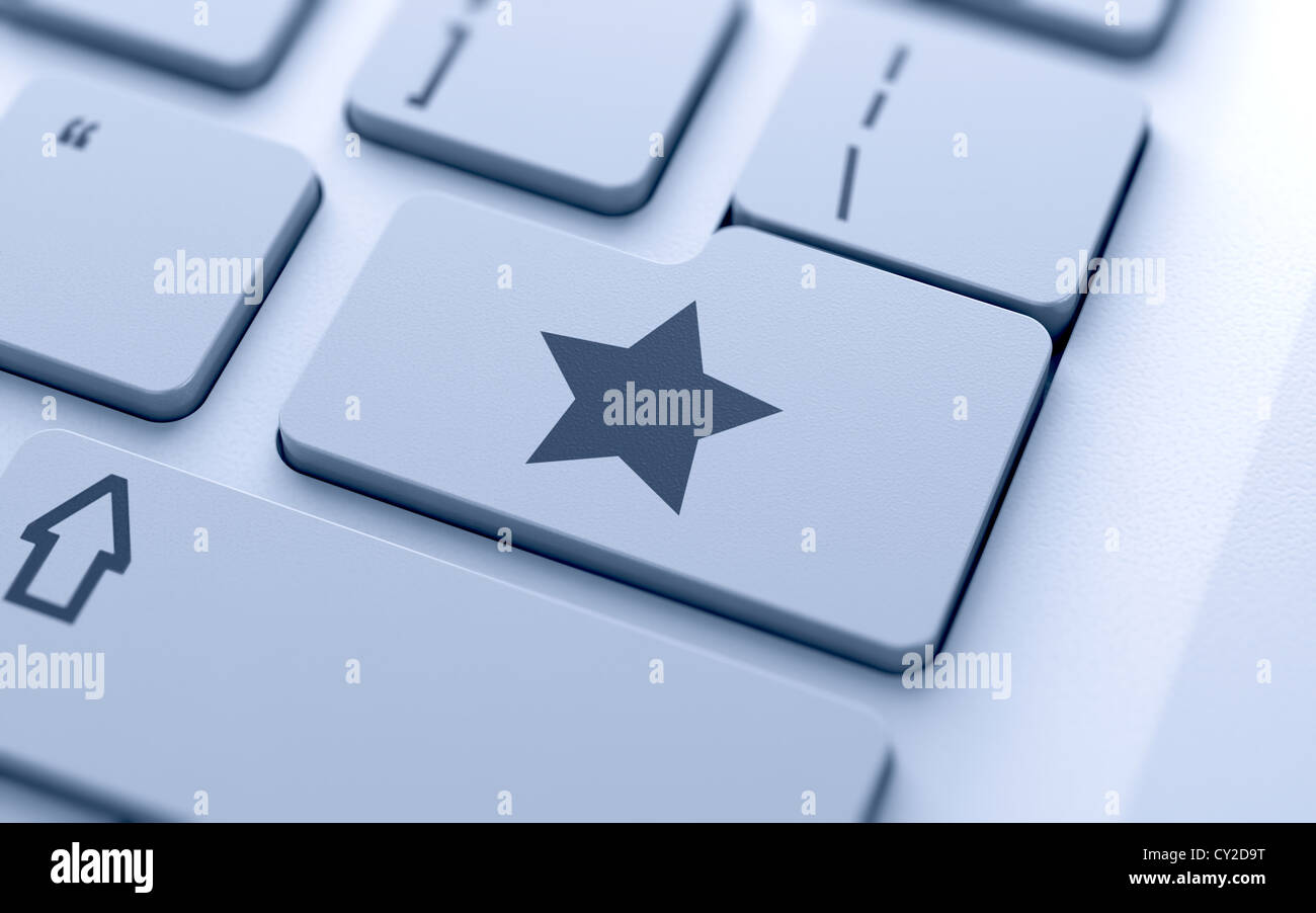 3d illustration d'étoile sur le bouton clavier avec soft focus Photo Stock  - Alamy