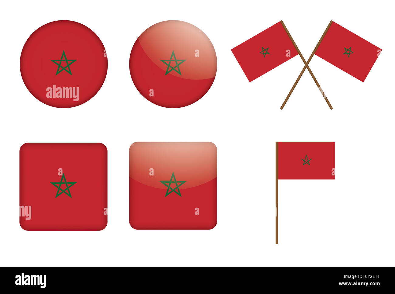 Set de badges avec le drapeau du Maroc Banque D'Images