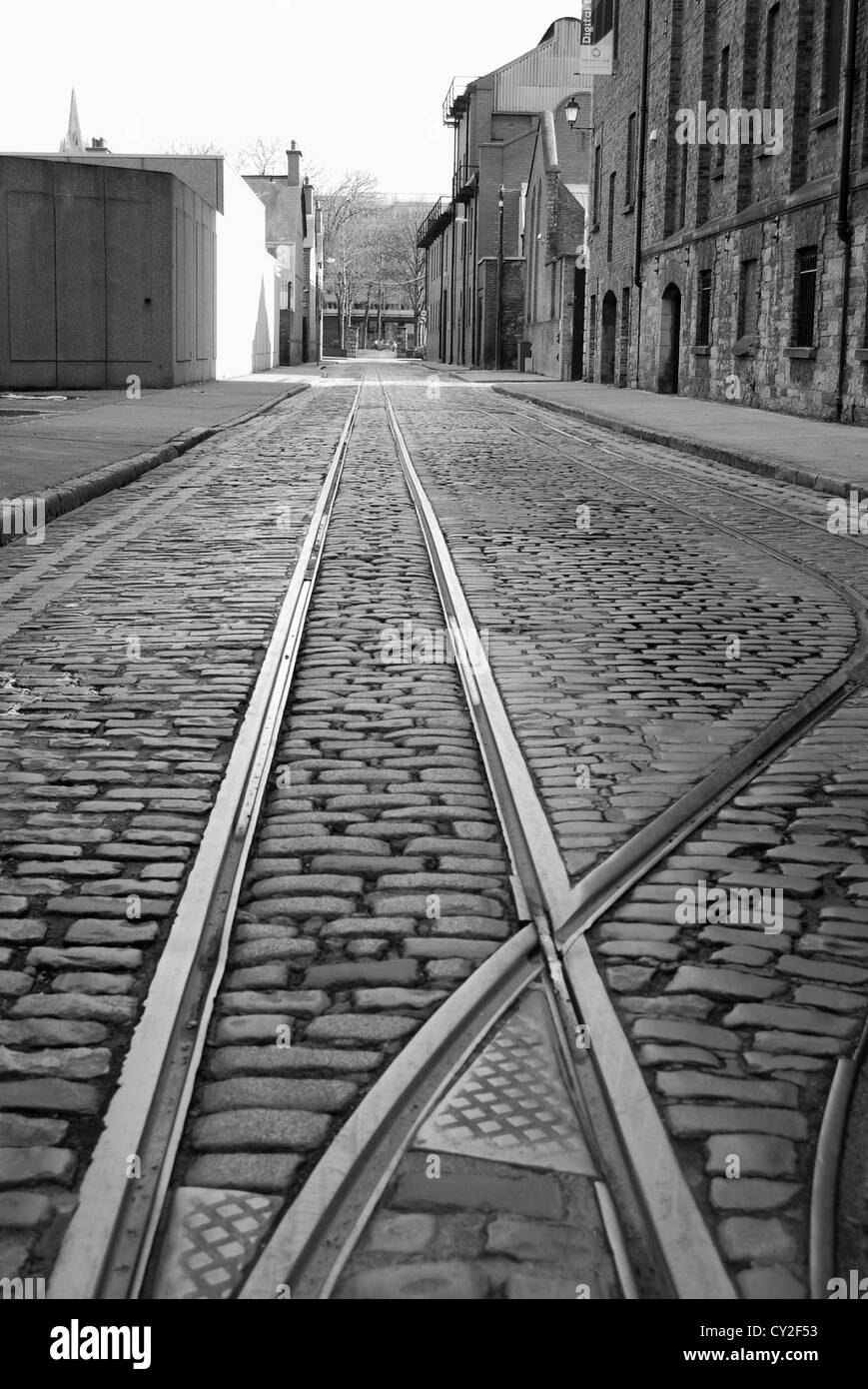 Dublin street no 3235 tramway Banque D'Images