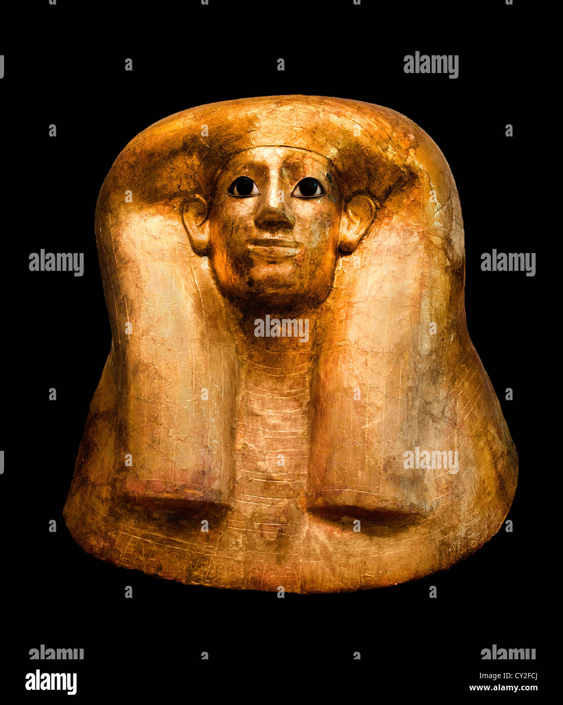 Masque funéraire de la dynastie Hatnefer 18 1492-1473 av. J.-C. règne Thoutmosis III Thèbes, Cheikh Abd el-QurnaTomb Hatnefer Ramosé égyptien d'or Banque D'Images