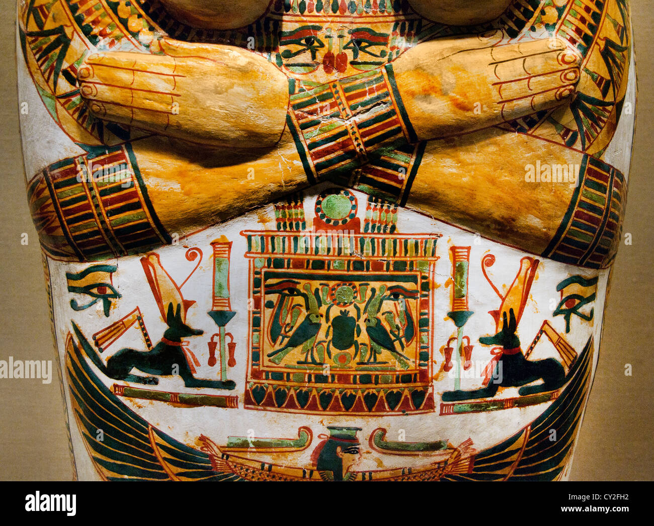 Cercueil extérieur d'Henettawy Dynasty 21 ca. 990-930 av. J.-C. ; la Haute Egypte Thèbes Deir el-Bahri tombeau égyptien Egypte 203 cm Banque D'Images