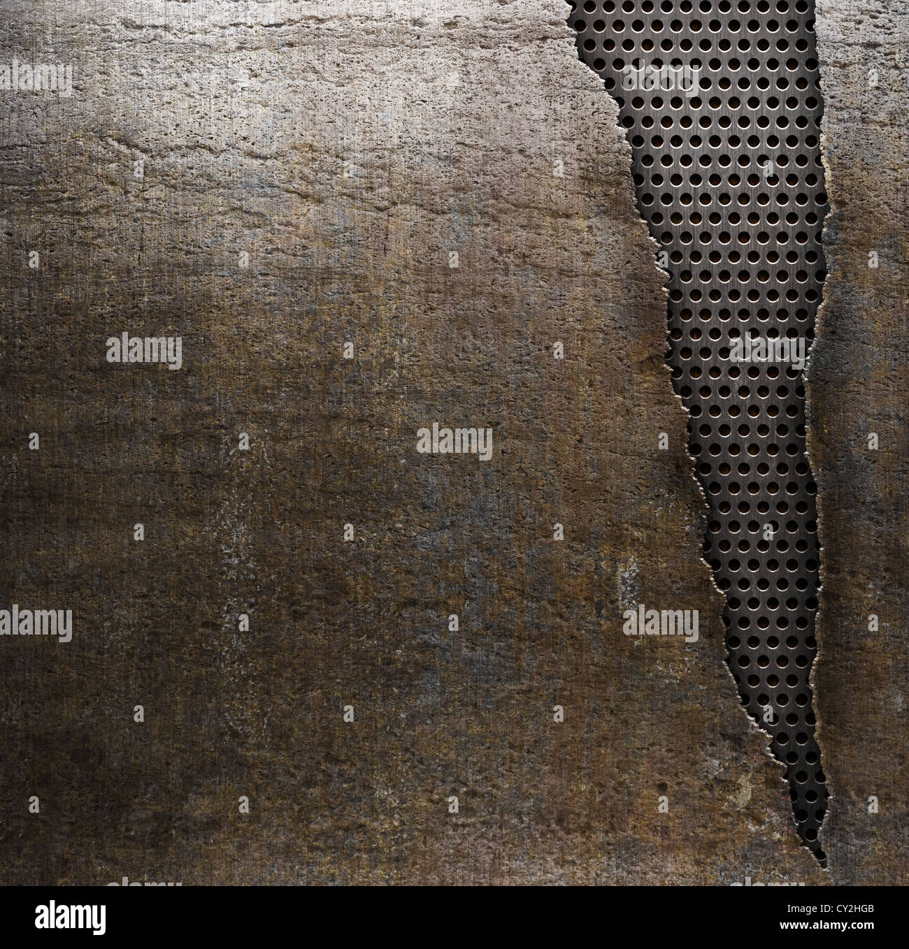 Grunge fond métal avec trou déchiré Banque D'Images