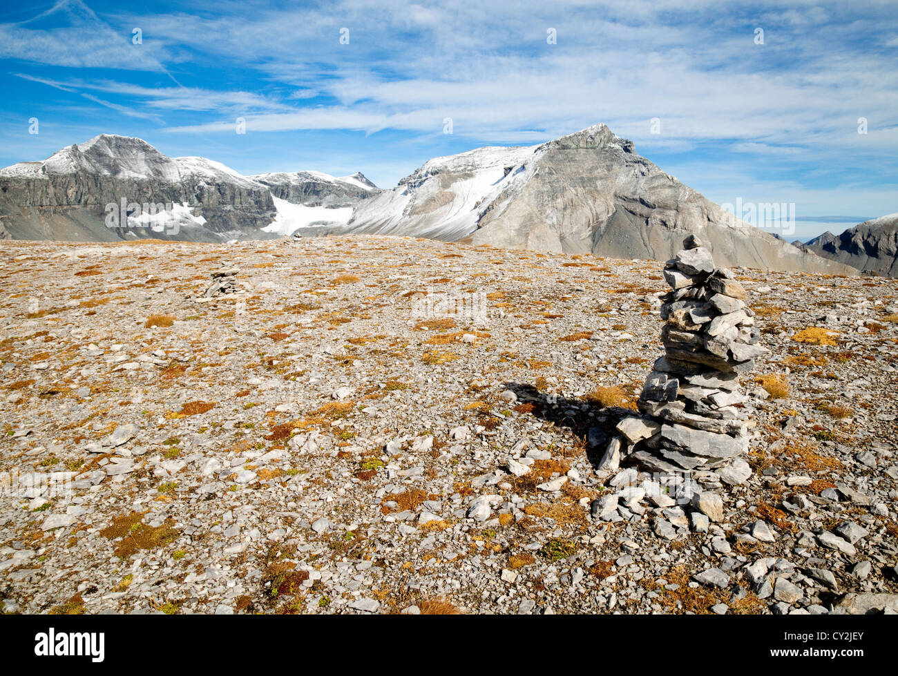 Cairn Rock dans les montagnes, les Alpes suisses à Flims, Grisons, Suisse Europe Banque D'Images