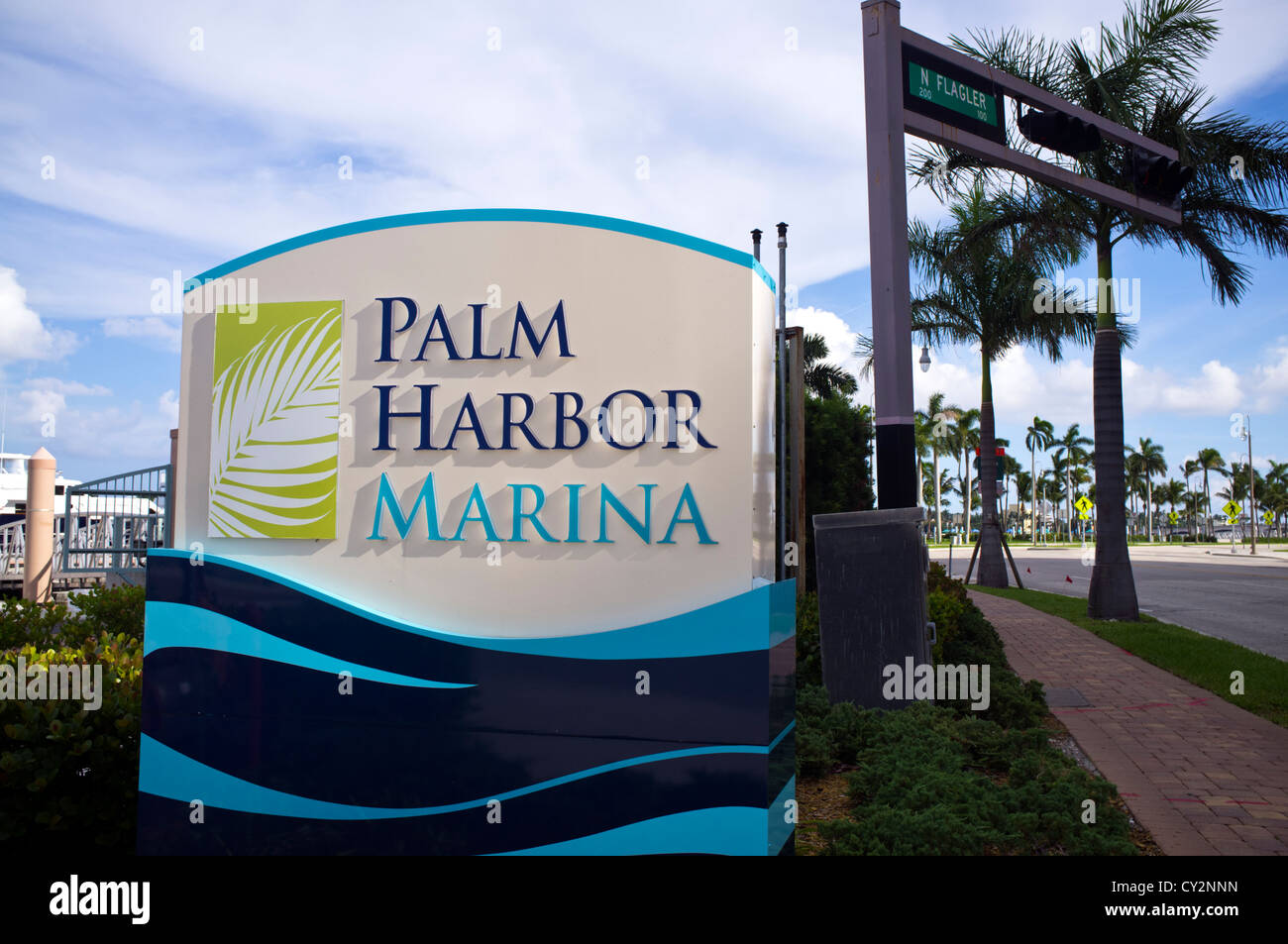 Signer pour Palm Beach Harbour Marina, dans la région de West Palm Beach en Floride Banque D'Images