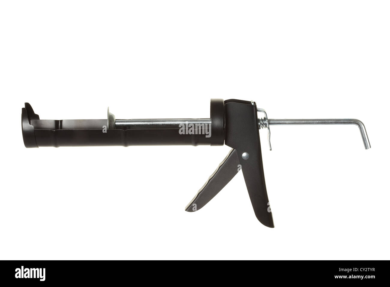 Pistolet de calfeutrage tool isolé sur blanc, chemin de détourage inclus Banque D'Images