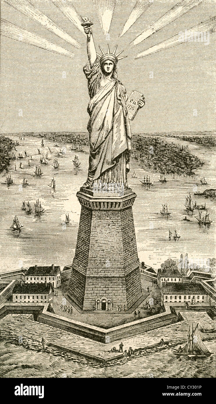 Statue de la liberté, New York, États-Unis d'Amérique peu après son inauguration le 28 octobre 1886. Banque D'Images
