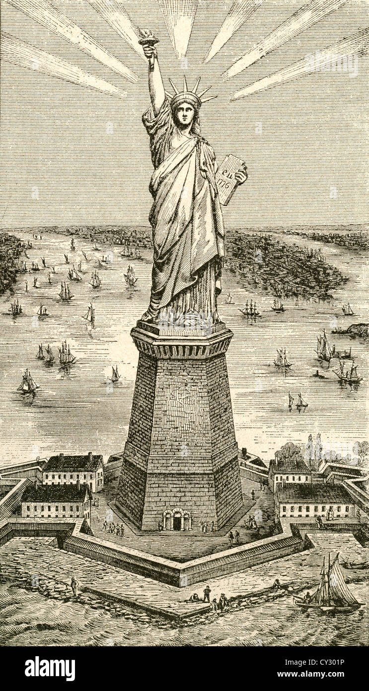 Statue de la liberté, New York, États-Unis d'Amérique peu après son inauguration le 28 octobre 1886. Banque D'Images Statue de la liberté, New York, États-Unis d'Amérique peu après son inauguration le 28 octobre 1886. Banque D'Images