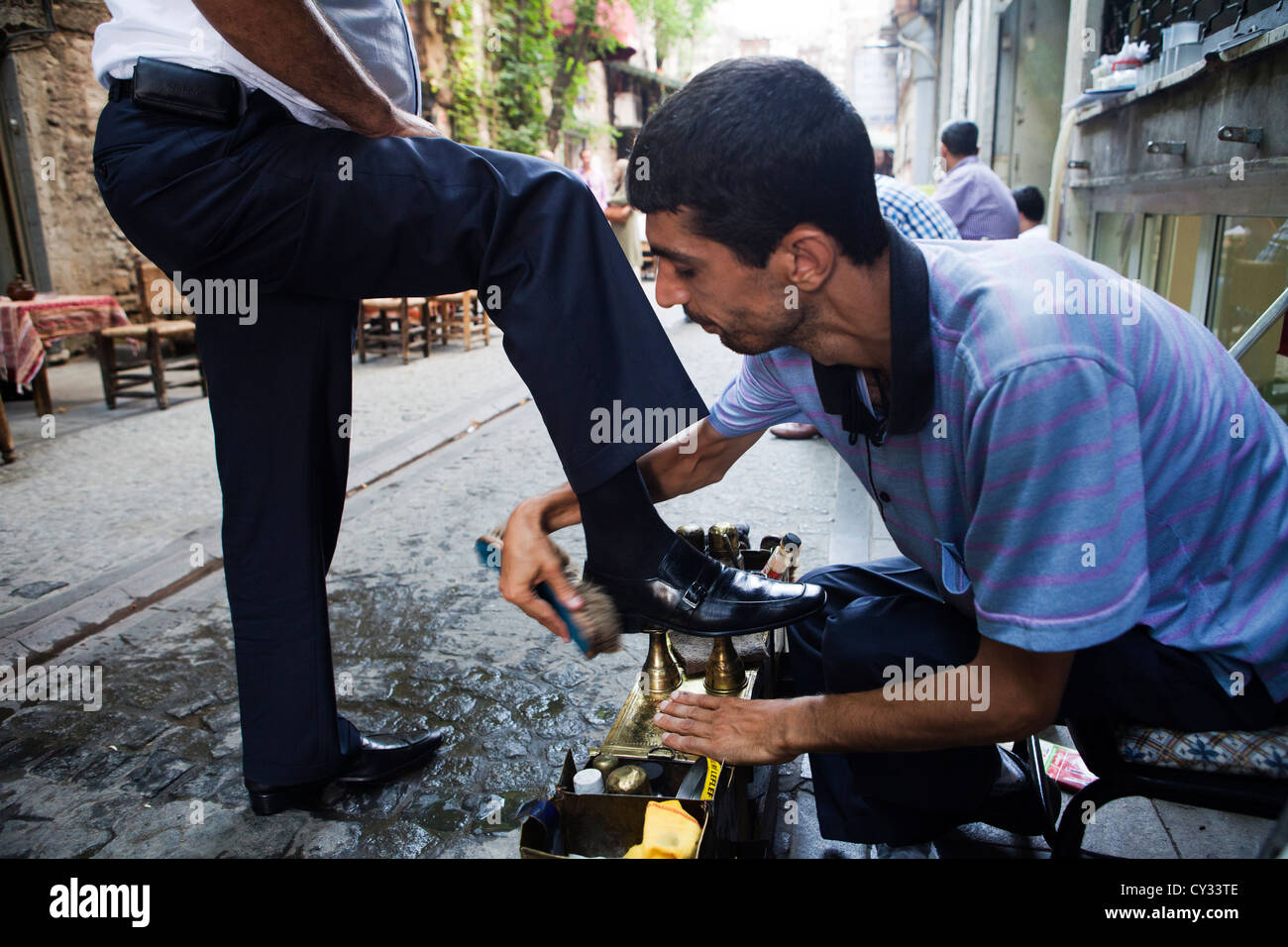 Polisseur de chaussures, Istanbul Banque D'Images