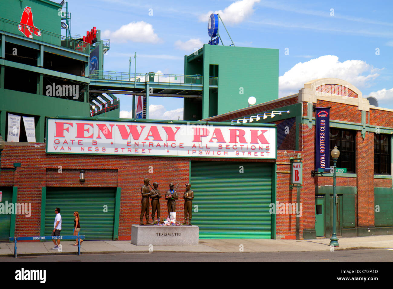 Boston Massachusetts, Fenway Park, stade de base-ball de la Major League, Red Sox, statues, MA120822011 Banque D'Images