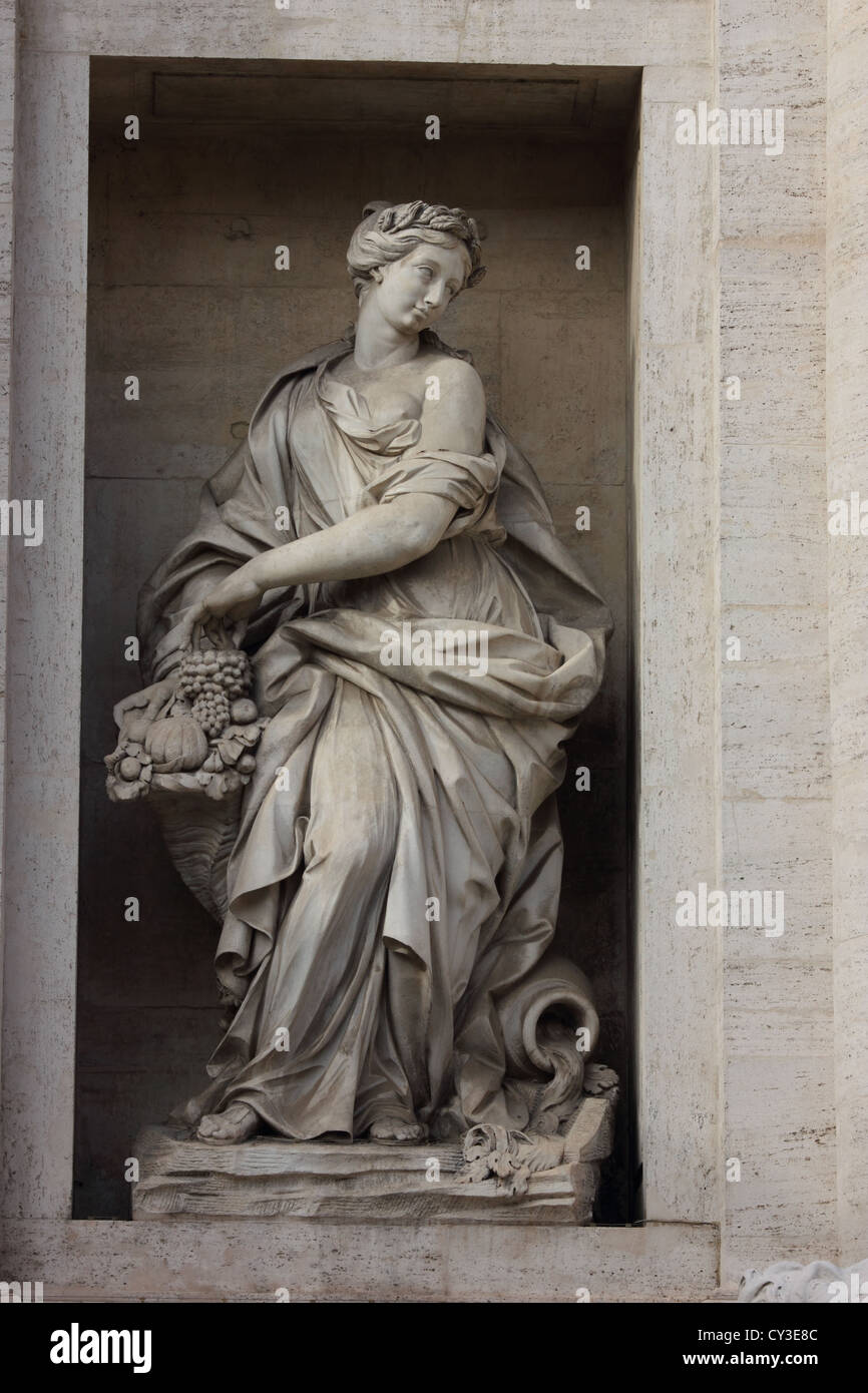 Statue, la célèbre fontaine de Trevi, la Fontana di Trevi, détail, Italie, voyages, Roma, Rome, le marbre, le photoarkive Banque D'Images