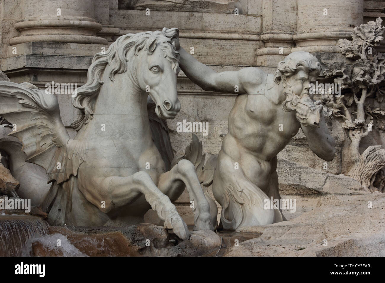 Statue, la célèbre fontaine de Trevi, la Fontana di Trevi, détail, Italie, voyages, Roma, Rome, le marbre, le photoarkive Banque D'Images
