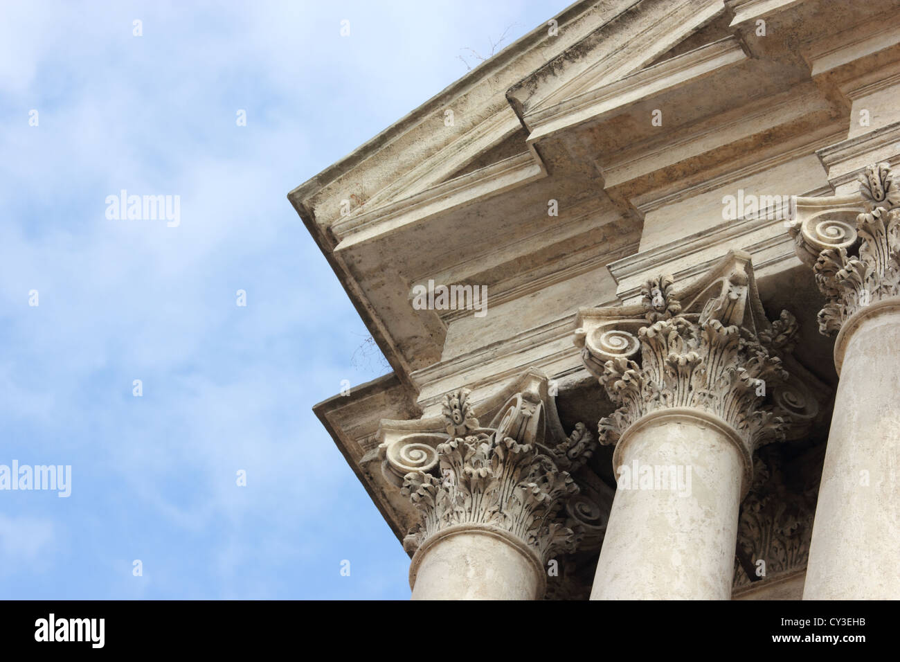 Fontana di Trevi, détail de construction contre ciel clair, capitello, colonnes, Rome, Roma, Italie, voyages, Roman, détail, l'architecture Banque D'Images
