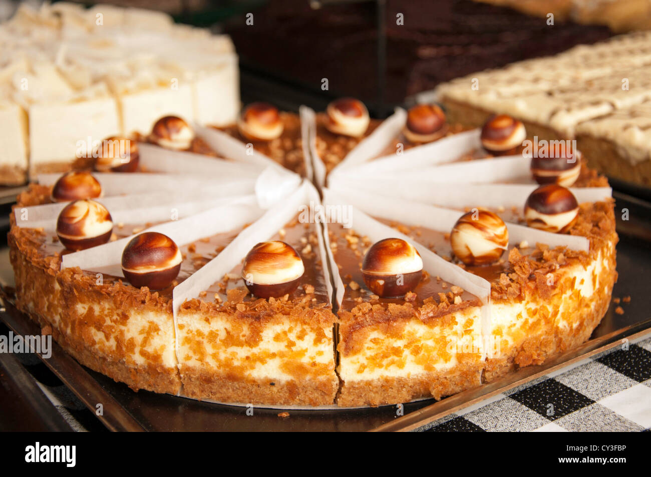 Gâteau fromage caramel Banque D'Images