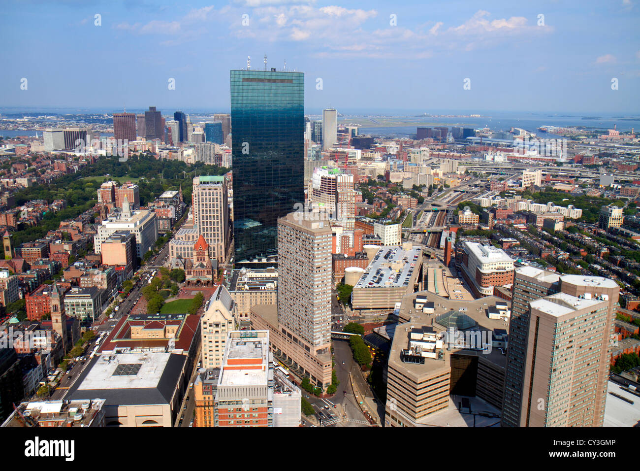 Boston Massachusetts, Prudential Center, Observatoire Skywalk, vue aérienne au-dessus, vue panoramique, Hancock place, gratte-ciel gratte-ciel Banque D'Images