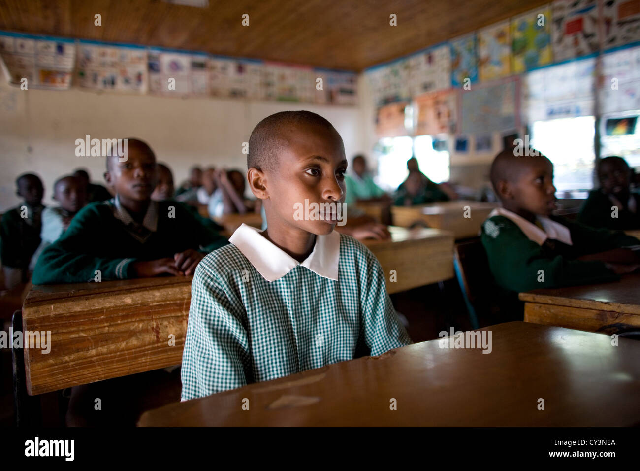 Tribu Massai agriculteur école pauvres Africains ma pauvreté Banque D'Images