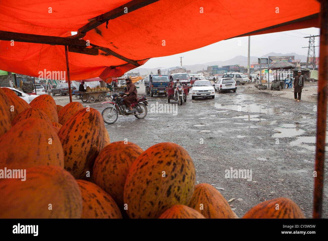 Les melons à vendre à Kaboul Banque D'Images