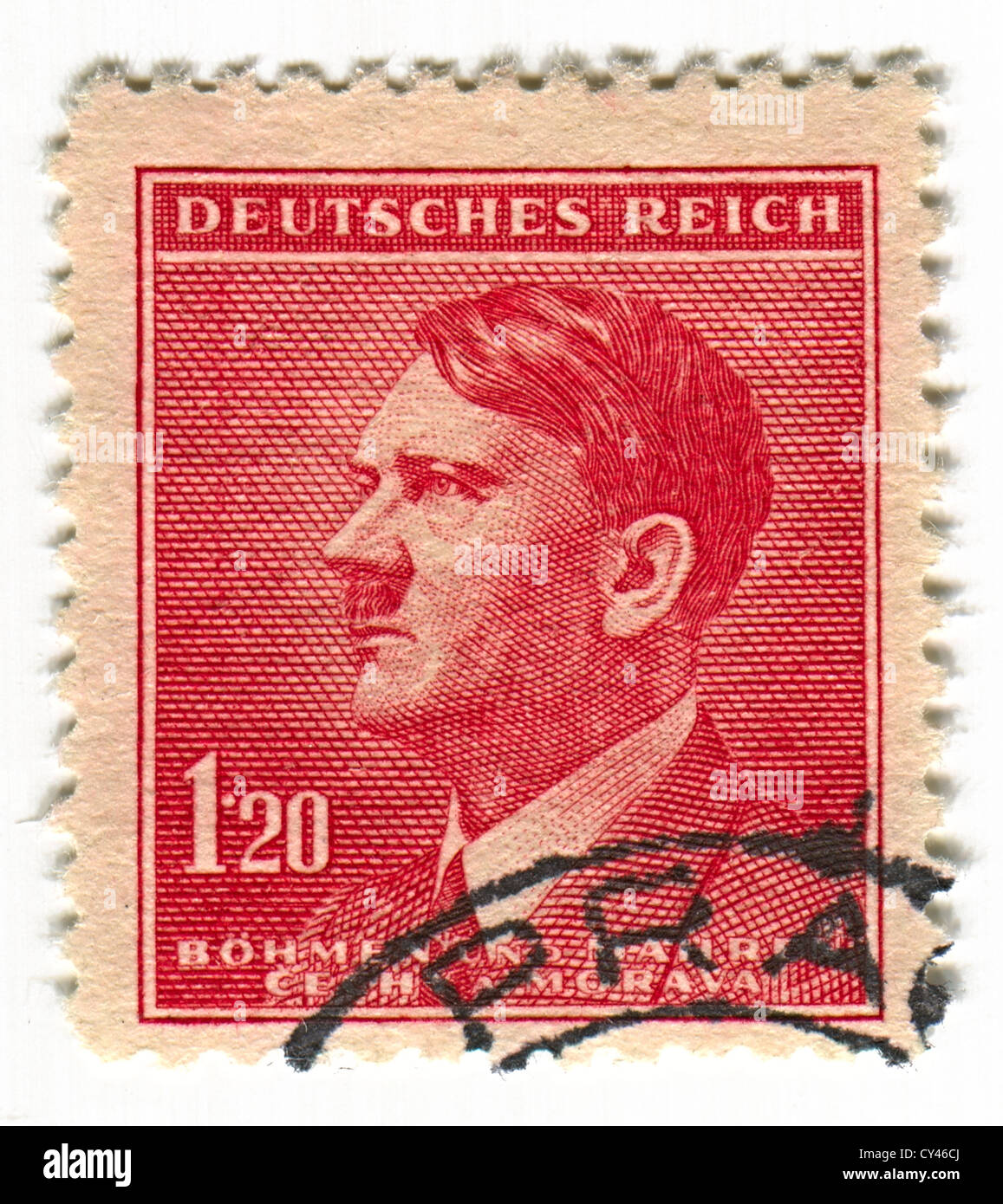 Allemagne - circa 1943 : timbre imprimé en Allemagne montre image d'Adolf Hitler était un homme politique allemand. Banque D'Images