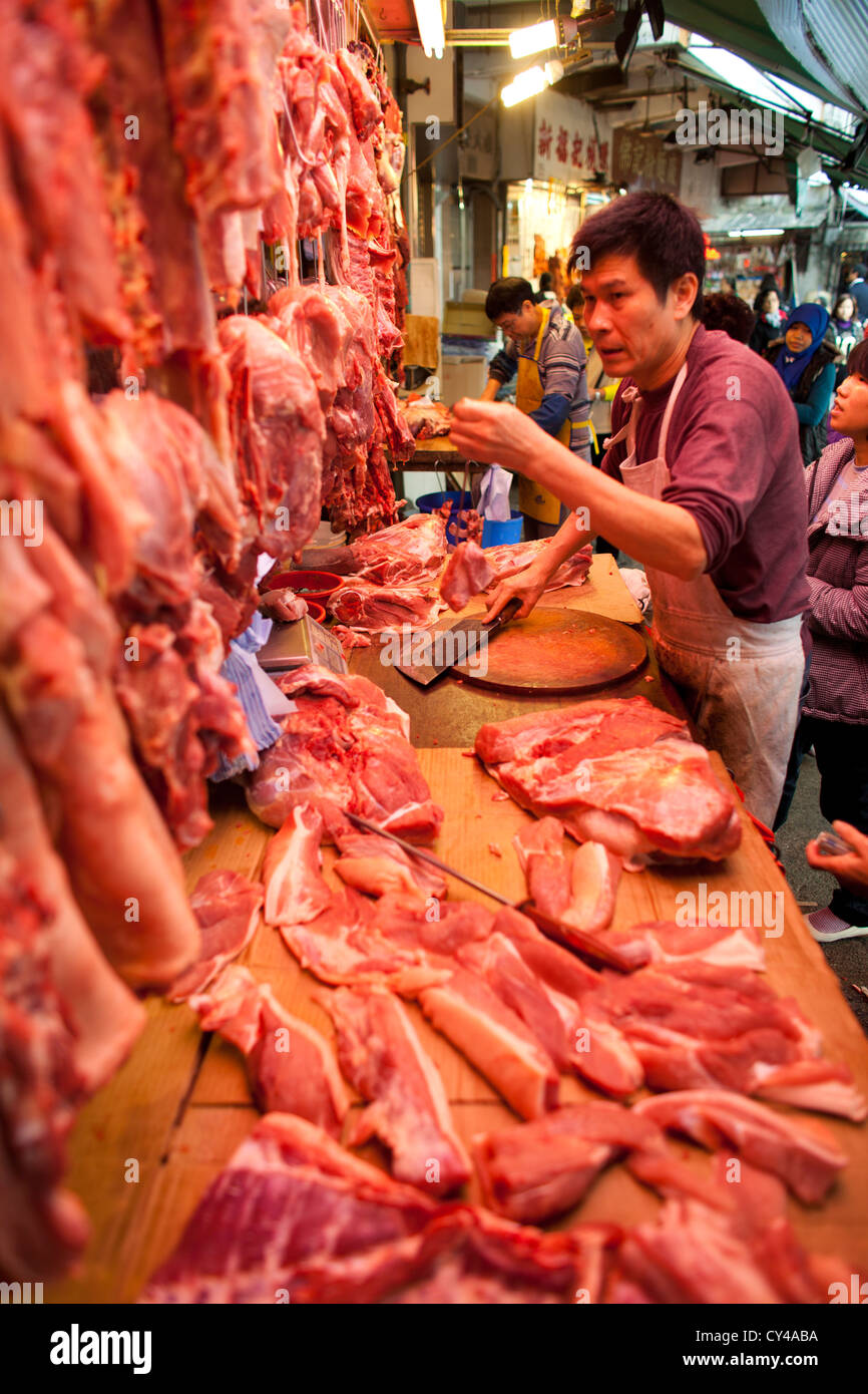 Marché de la viande à Hongkong, Chine Banque D'Images