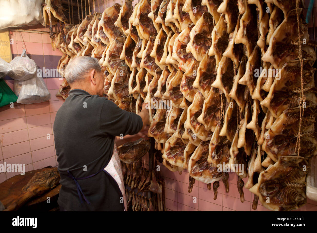 Marché de la viande à Hongkong, Chine Banque D'Images