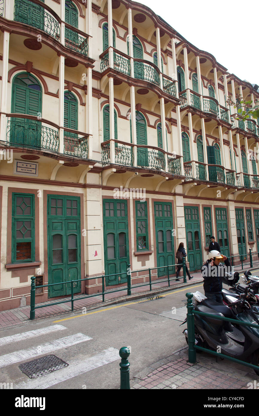 Bâtiments de style colonial portugais à Macao, Chine Banque D'Images