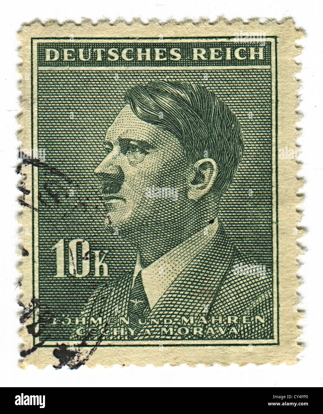 Allemagne - circa 1943 : timbre imprimé en Allemagne montre image d'Adolf Hitler était un homme politique allemand. Banque D'Images