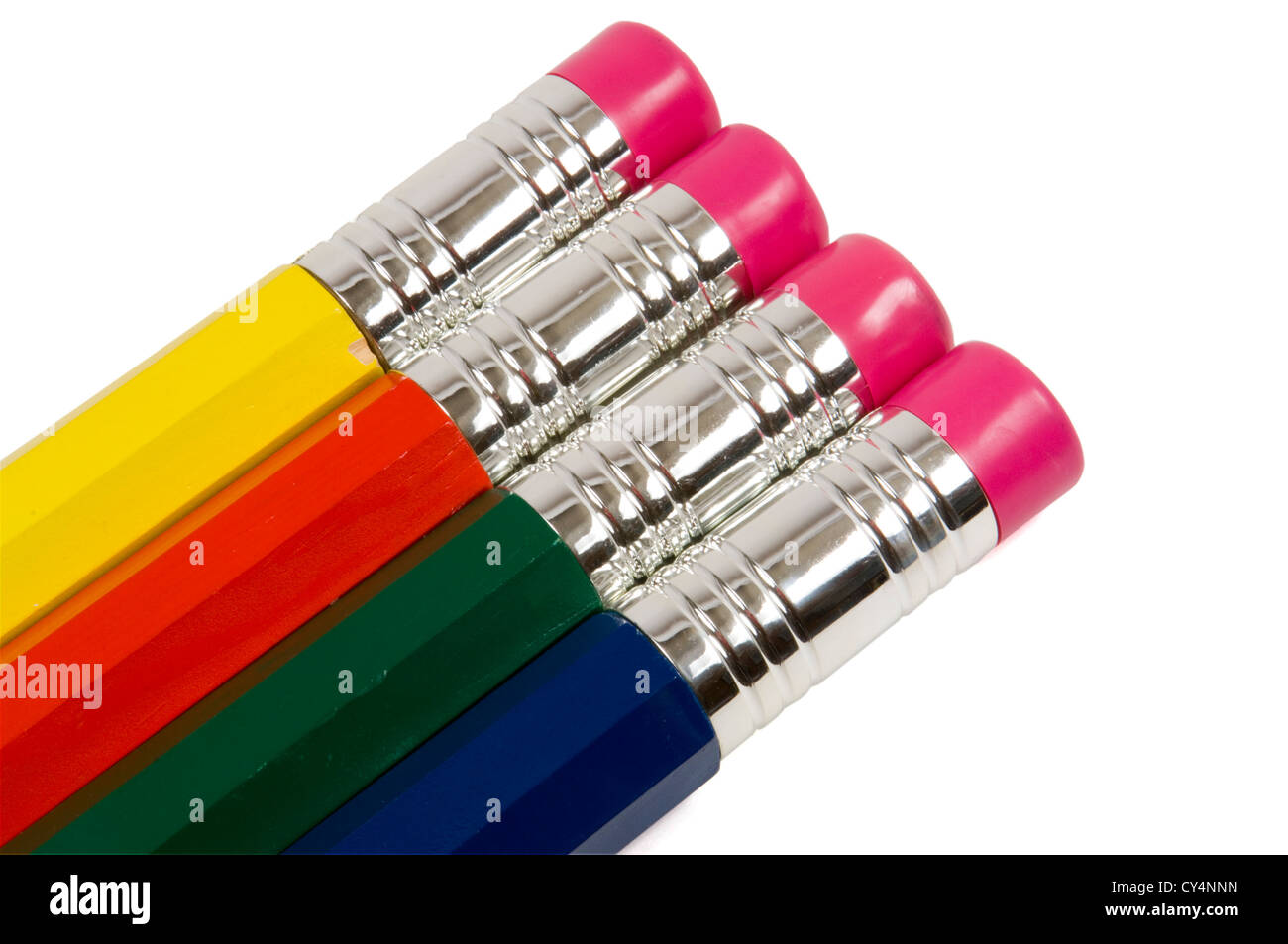 Gommes crayon couleurs primaires Banque D'Images