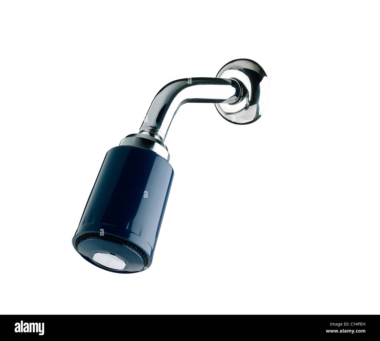 Tête de douche métallique pour vous baigner et vous détendre dans la couleur bleu Banque D'Images