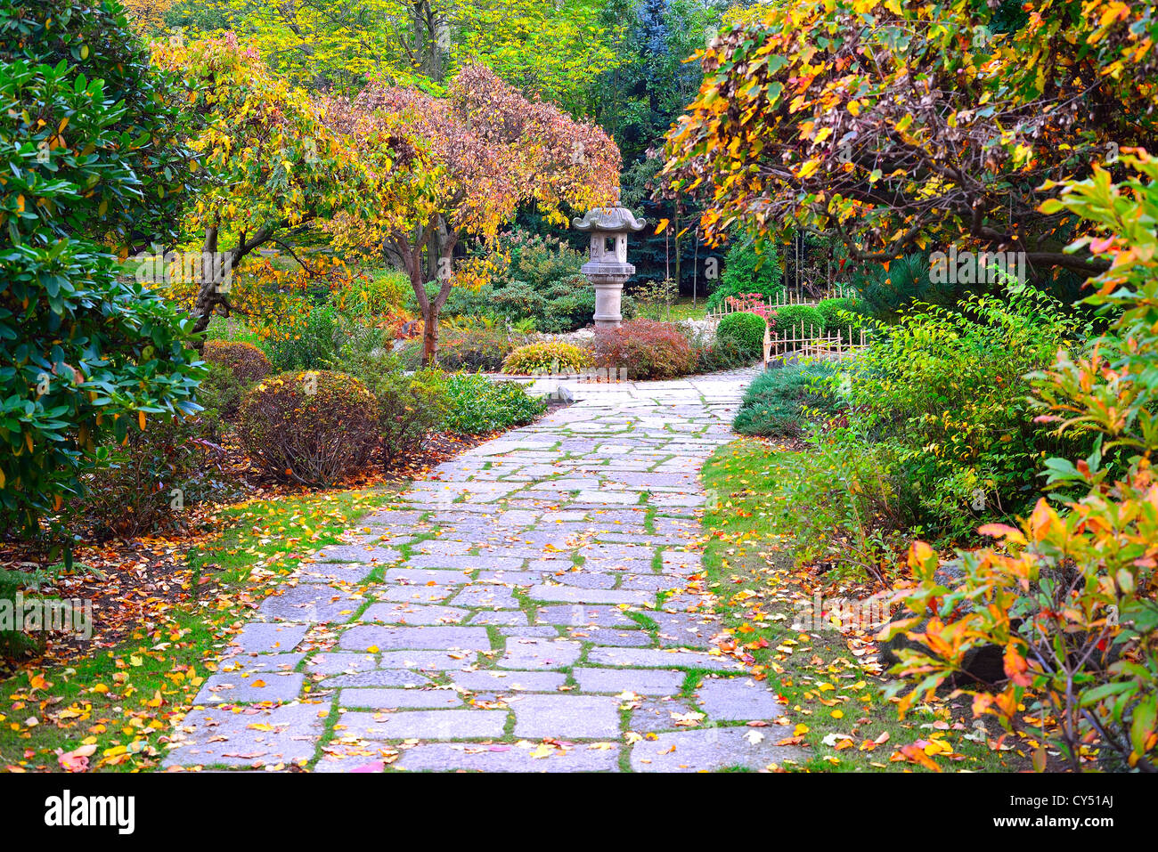 Couleurs d'automne jardin japonais de Basse-silésie Wroclaw Pologne Banque D'Images