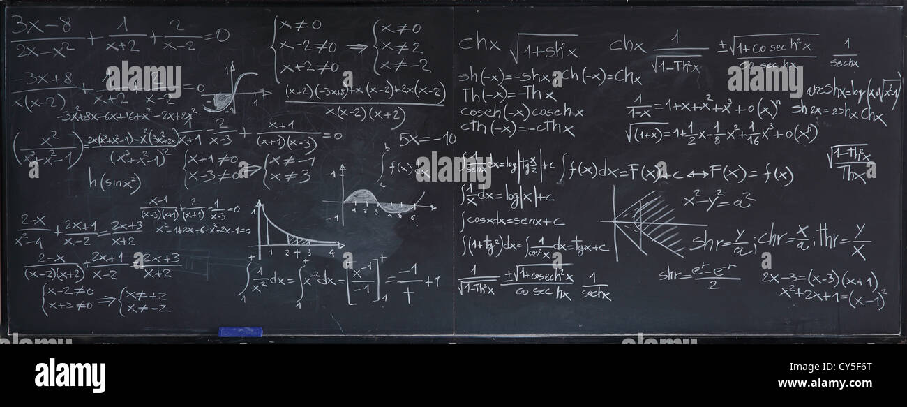 Libre de droit du tableau noir classique avec texte mathématique Banque D'Images