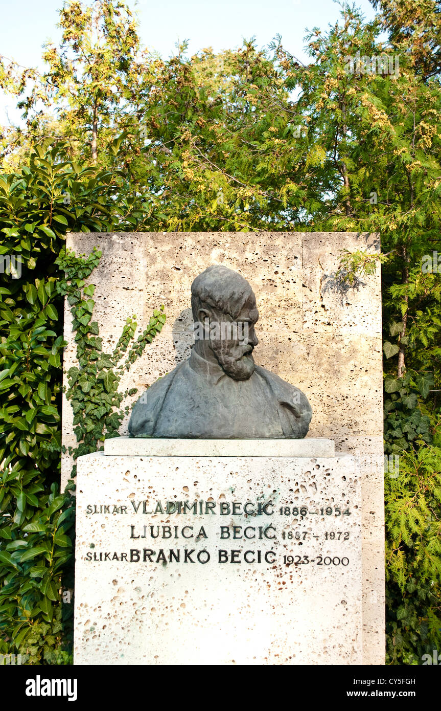 Tombeau du peintre Vladimir Becic, Mirogoj Cemetery, Zagreb, Croatie Banque D'Images