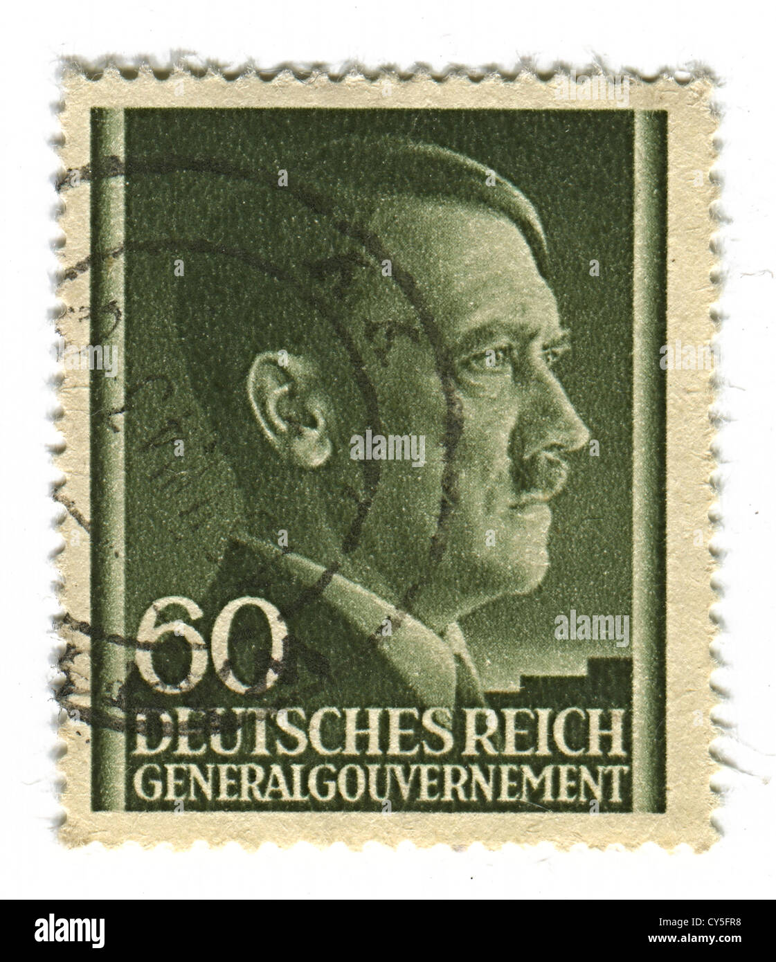 Allemagne - circa 1943 : timbre imprimé en Allemagne montre image d'Adolf Hitler était un homme politique allemand. Banque D'Images