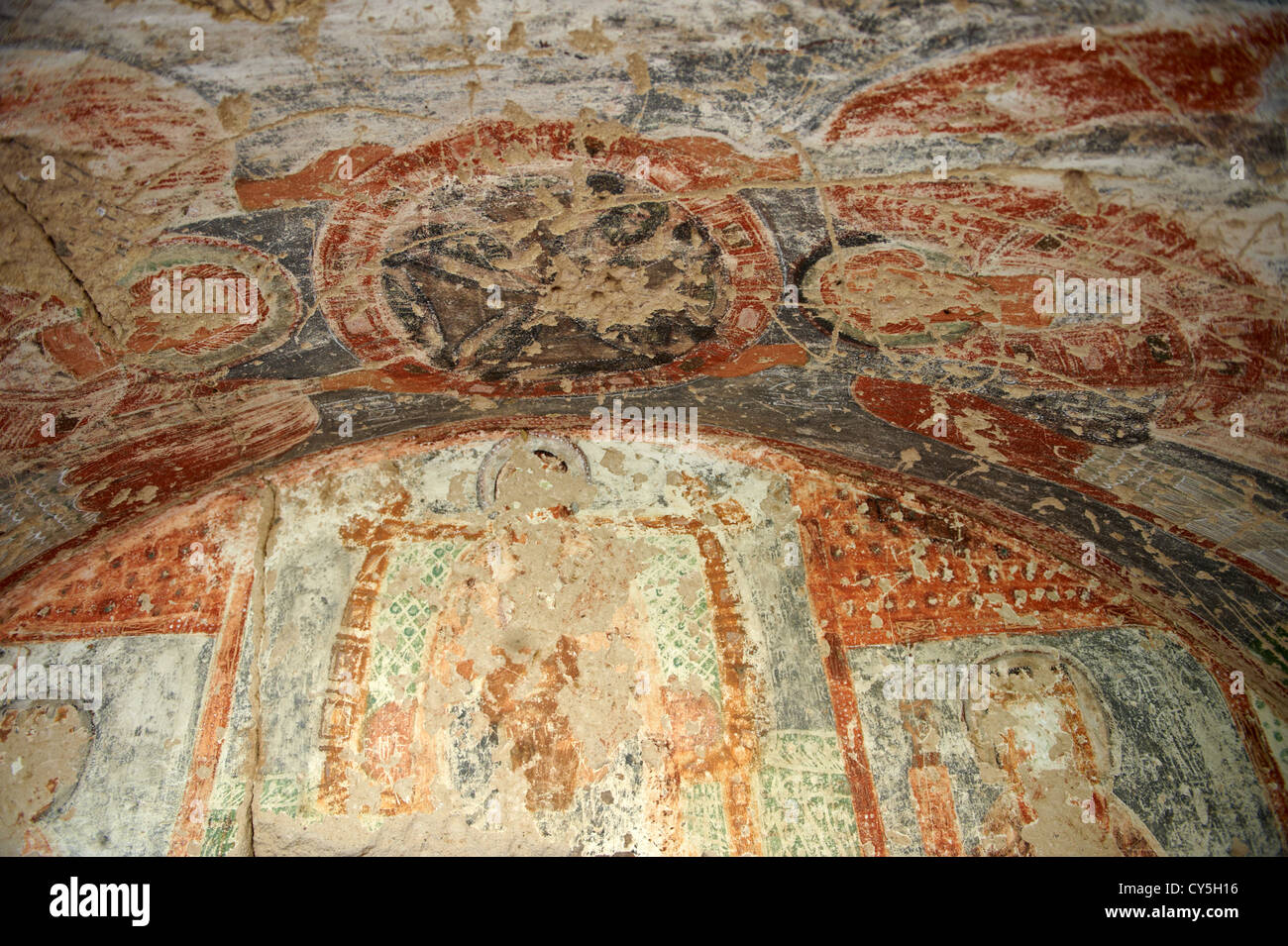 Intérieur de l'église du Rocher chrétien précoce de Göreme [ Goreme ] Musée en plein air, Cappadoce Turquie Banque D'Images