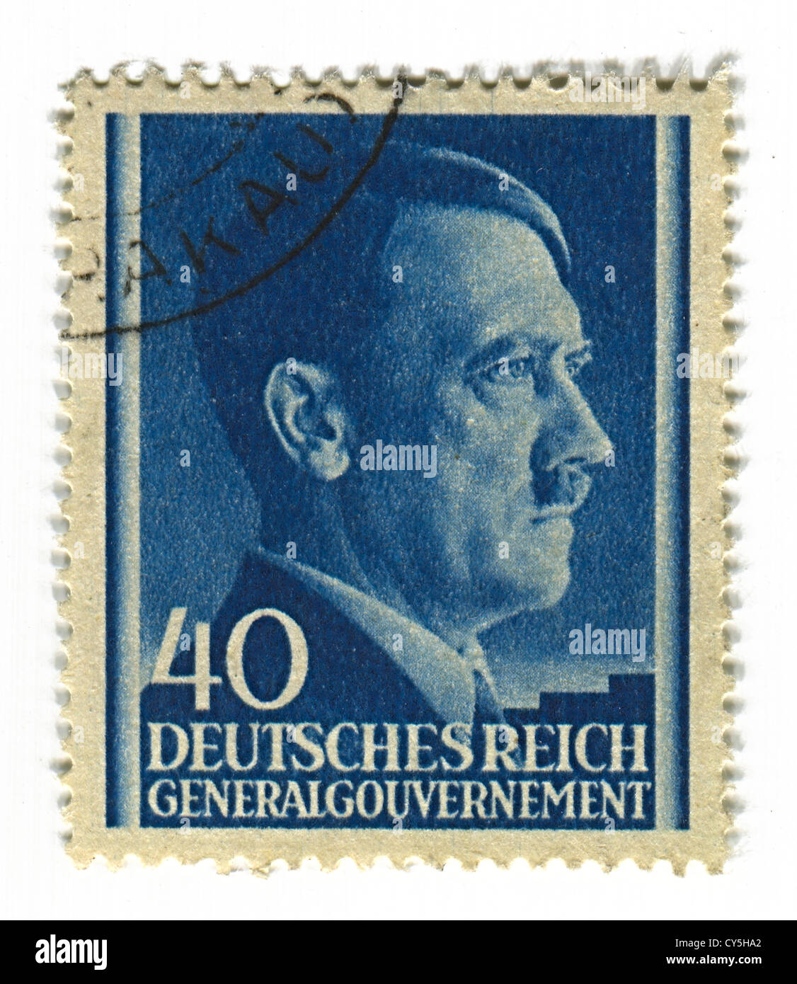 Allemagne - circa 1943 : timbre imprimé en Allemagne montre image d'Adolf Hitler était un homme politique allemand. Banque D'Images