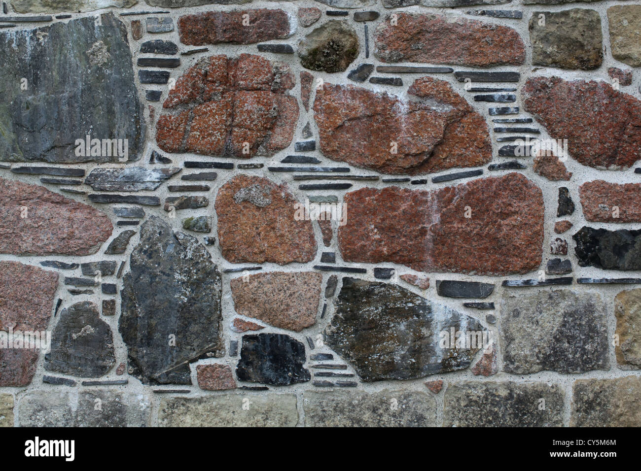 Église abbatiale, Iona. Re-construit et a souligné les rochers de granit de split Mural tenus ensemble avec du mortier de chaux. Banque D'Images