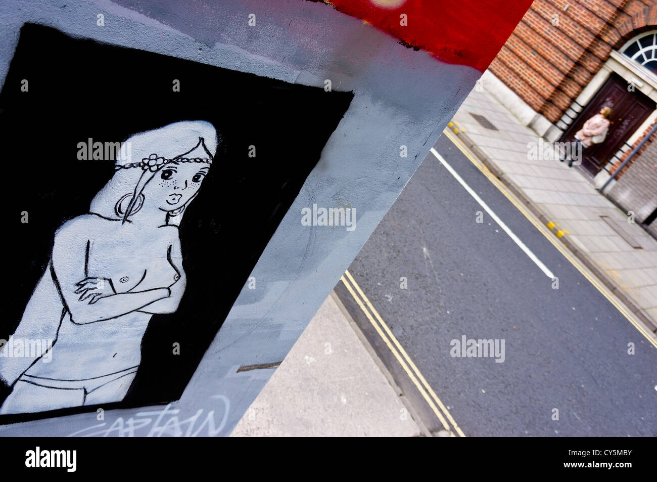 Street art à la "voir" l'exposition sur Nelson Street, Bristol, Royaume-Uni. Banque D'Images