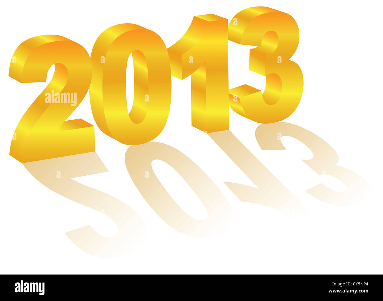 2013 Bonne Année Nombre d'or 3D avec de longues ombres isolé sur fond blanc Banque D'Images