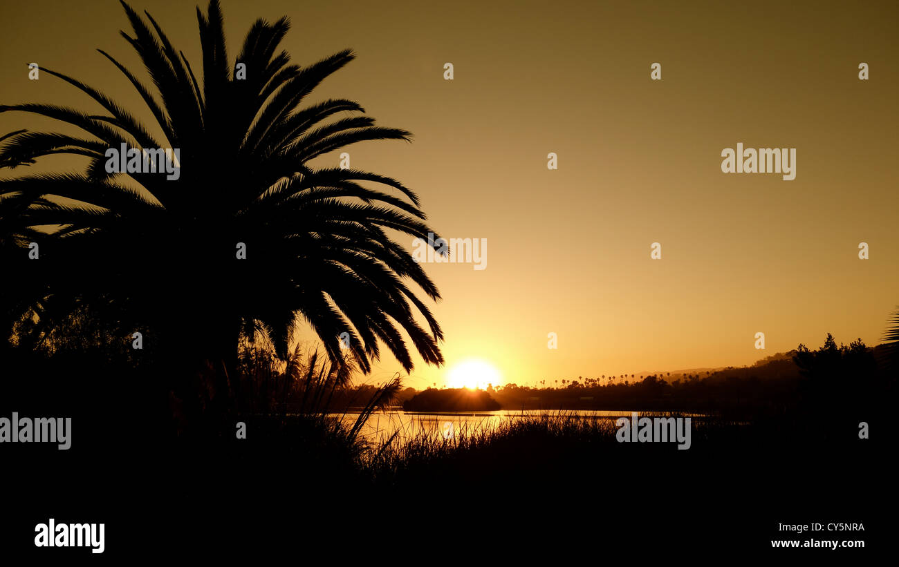 Vue de la Andree Clark Bird Refuge vu de la Clark Estate à Santa Barbara, Californie, États-Unis. Banque D'Images