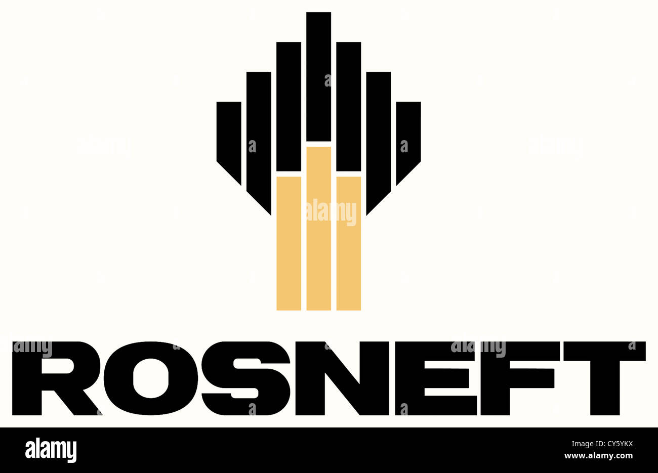 Logo de l'entreprise pétrolière d'Etat russe Rosneft Oil Company OJSC avec siège à Moscou. Banque D'Images