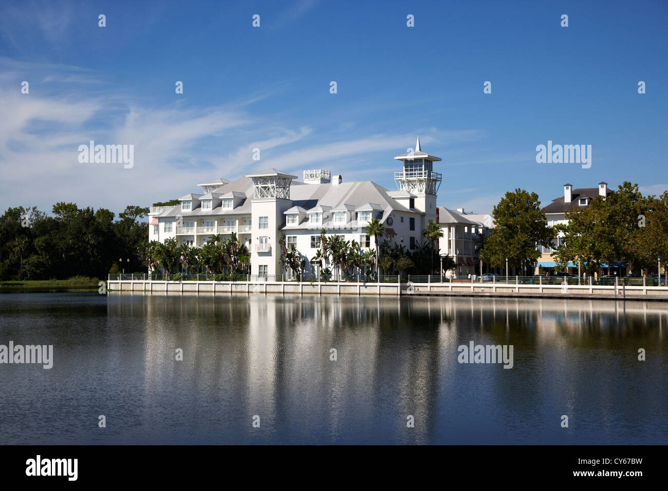 Celebration hotel et le lac rianhard le centre-ville de Celebration en Floride usa Banque D'Images