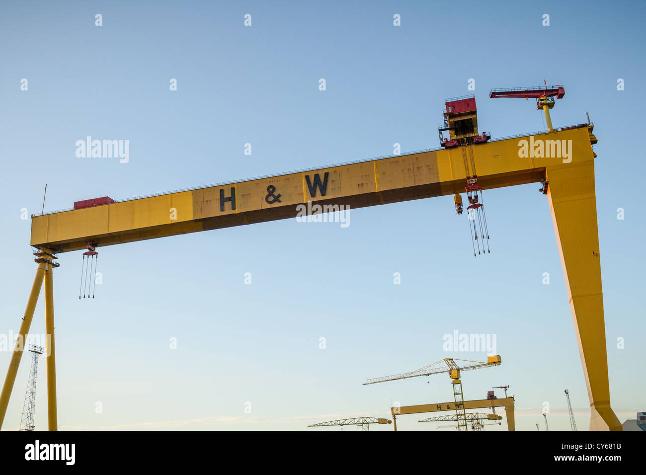 Samson & Goliath, les célèbres grues Harland et Wolff de Belfast Docks. Banque D'Images