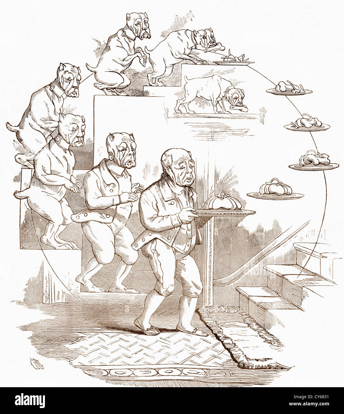 La satire de Charles la théorie de l'évolution de Darwin. Banque D'Images